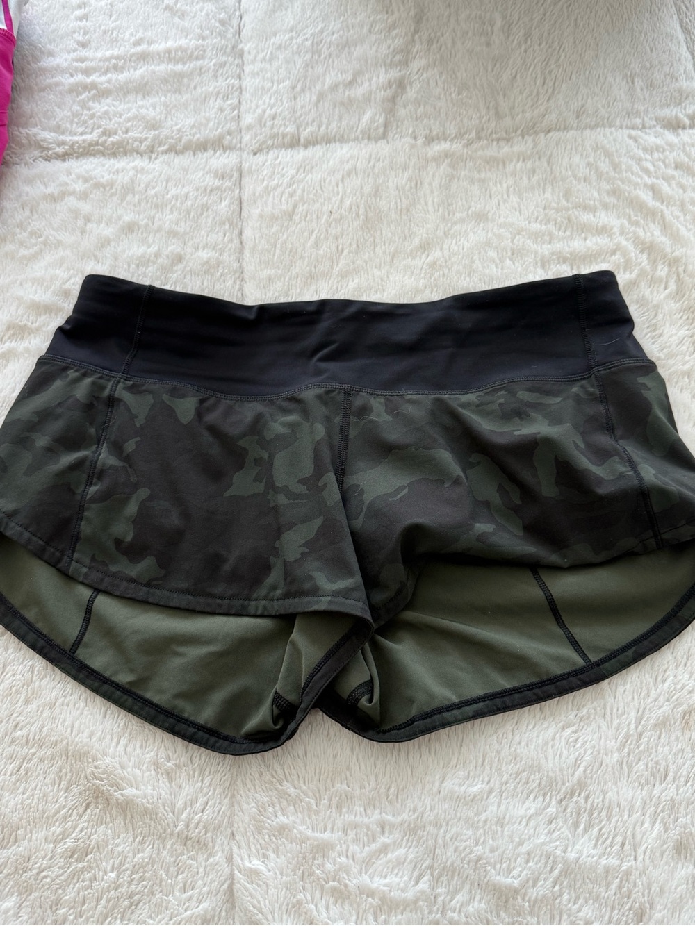 lululemon athletica Olive Camo and Black Athletic Shorts
